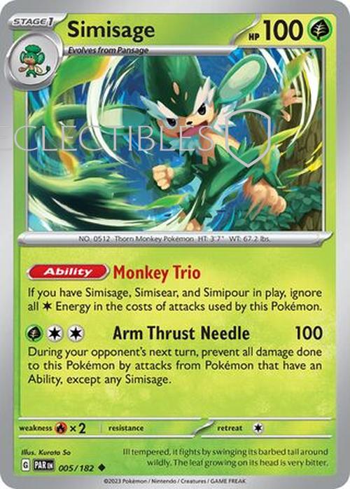 Pokemon Paradox Rift 005/182 Simisage  Reverse Holo