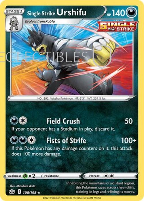 Pokemon Chilling reign 108/198 Single Strike Urshifu  Reverse Holo