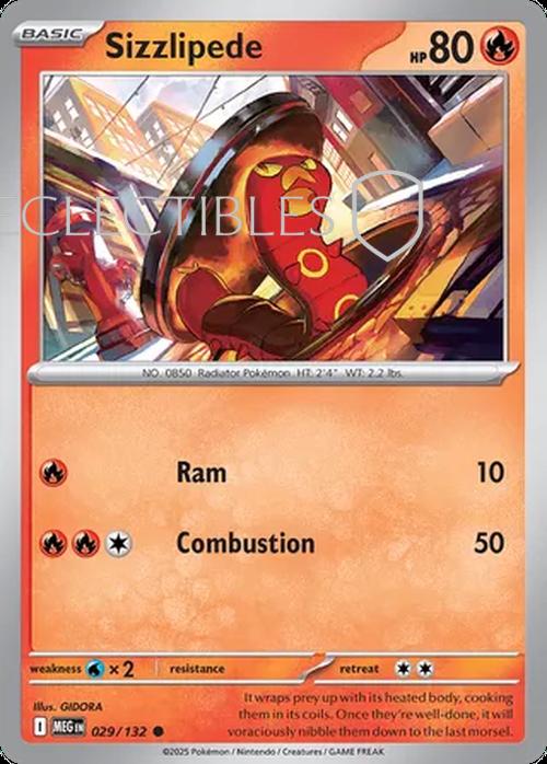 Pokemon Mega Evolutions 029/132 Sizzlipede  Reverse Holo