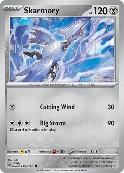 Pokemon Twilight Masquerade 119/167 Skarmory  Reverse Holo