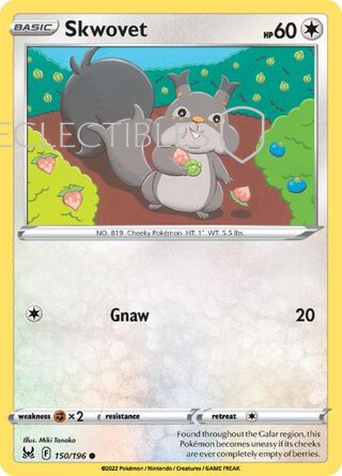 Pokemon Lost Origin 150/196 Skwovet  Reverse Holo