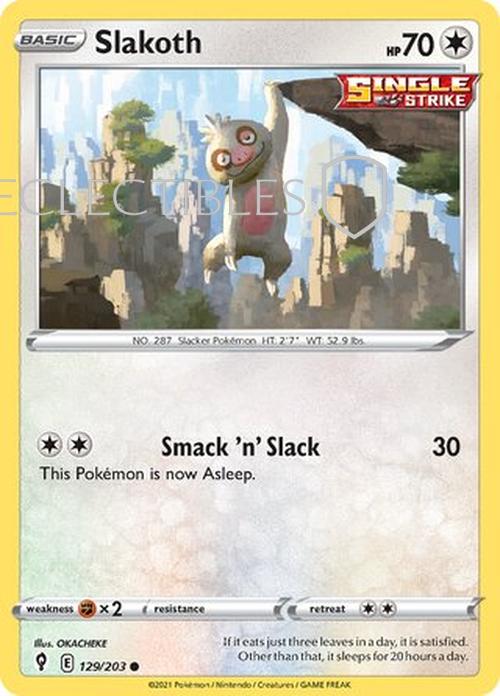 Pokemon Evolving Skies 129/203 Slakoth  Reverse Holo