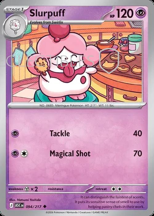 Pokemon Ascended Heroes 094/217 Slurpuff  Reverse Holo