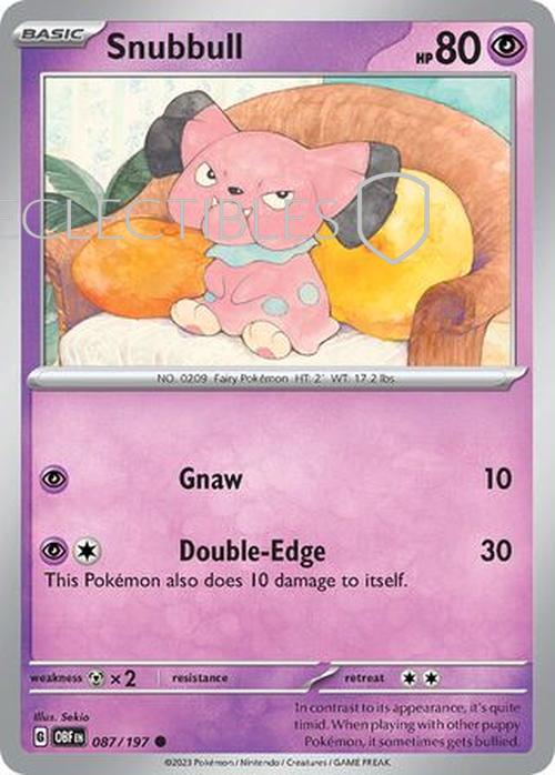 Pokemon Obsidian Flame 087/197 Snubbull  Reverse Holo