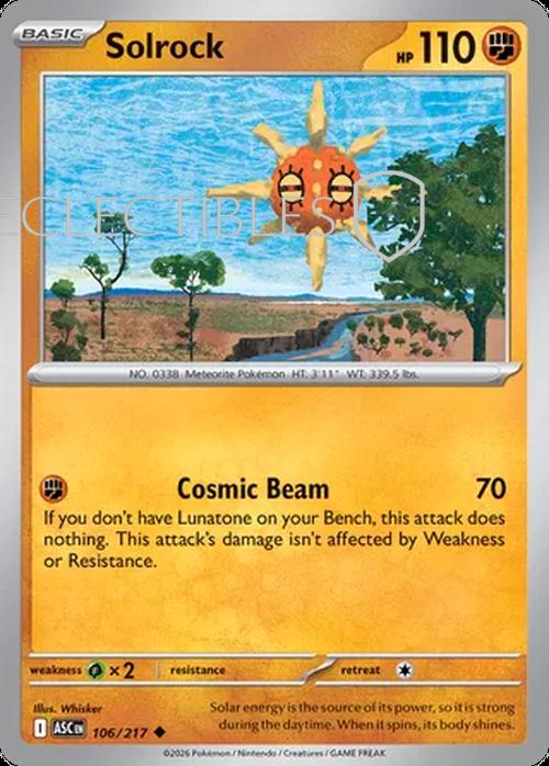 Pokemon Ascended Heroes 106/217 Solrock  Reverse Holo