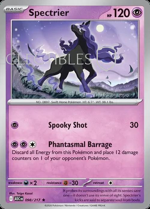 Pokemon Ascended Heroes 098/217 Spectrier  Reverse Holo
