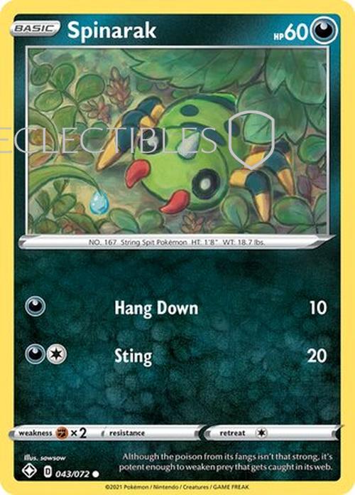 Pokemon Shining Fates 043/072 Spinarak  Reverse Holo