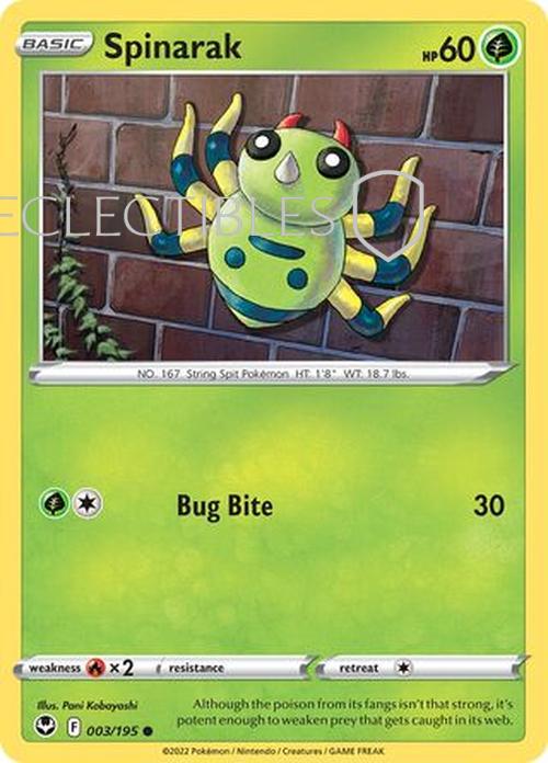 Pokemon Silver Tempest 003/195 Spinarak  Reverse Holo