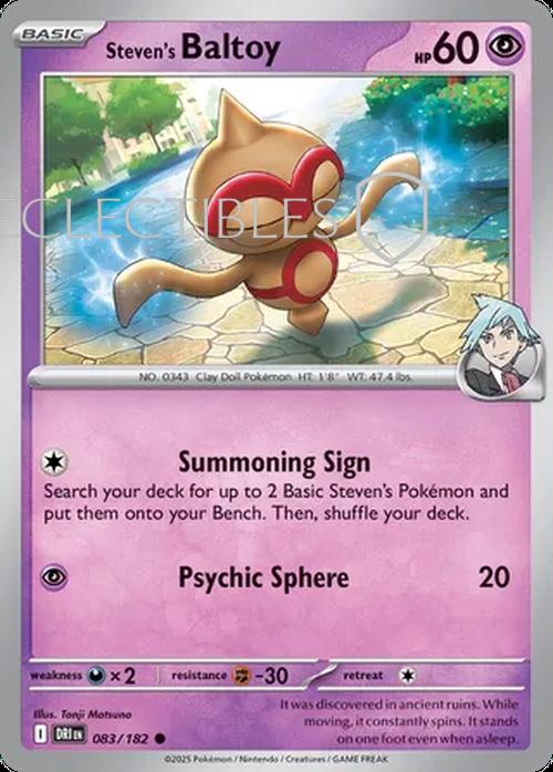 Pokemon Destined Rivals 083/182 Stevens Baltoy  Reverse Holo