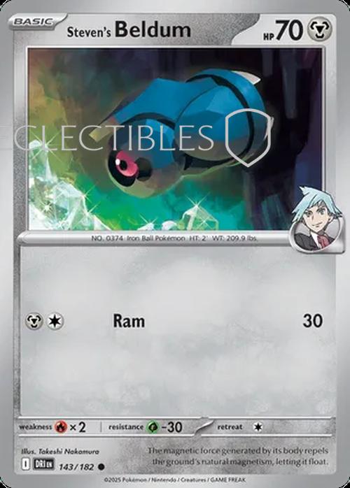 Pokemon Destined Rivals 143/182 Stevens Beldum  Reverse Holo
