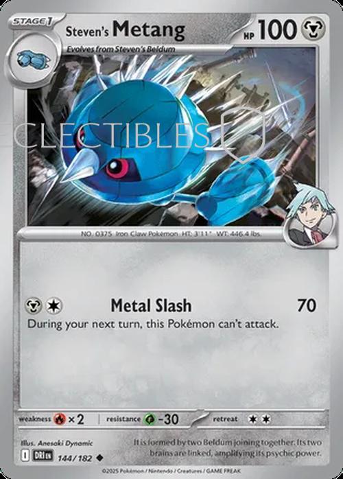 Pokemon Destined Rivals 144/182 Stevens Metang  Reverse Holo