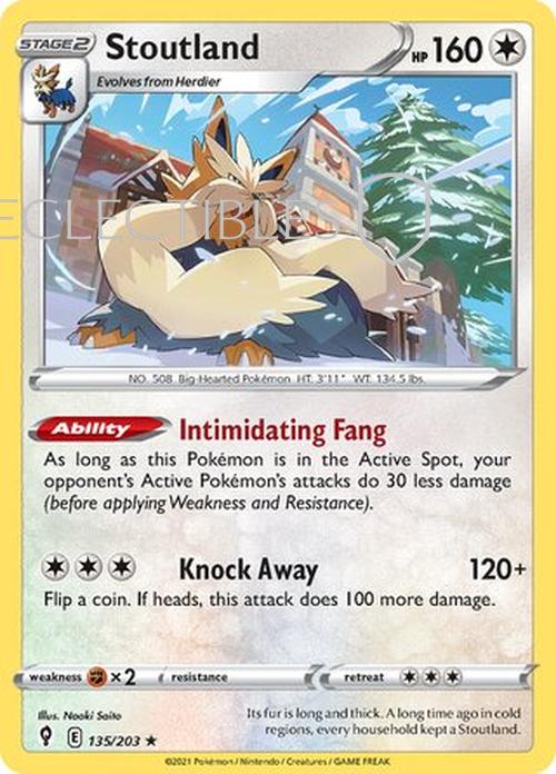 Pokemon Evolving Skies 135/203 Stoutland  Reverse Holo