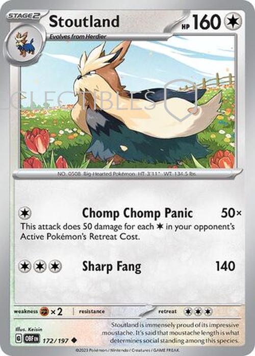Pokemon Obsidian Flame 172/197 Stoutland  Reverse Holo