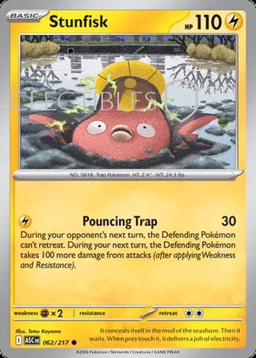 Pokemon Ascended Heroes 062/217 Stunfisk  Reverse Holo