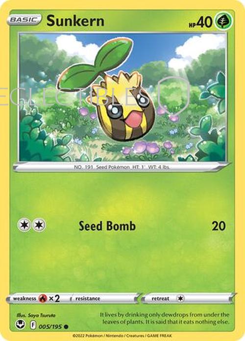 Pokemon Silver Tempest 005/195 Sunkern  Reverse Holo
