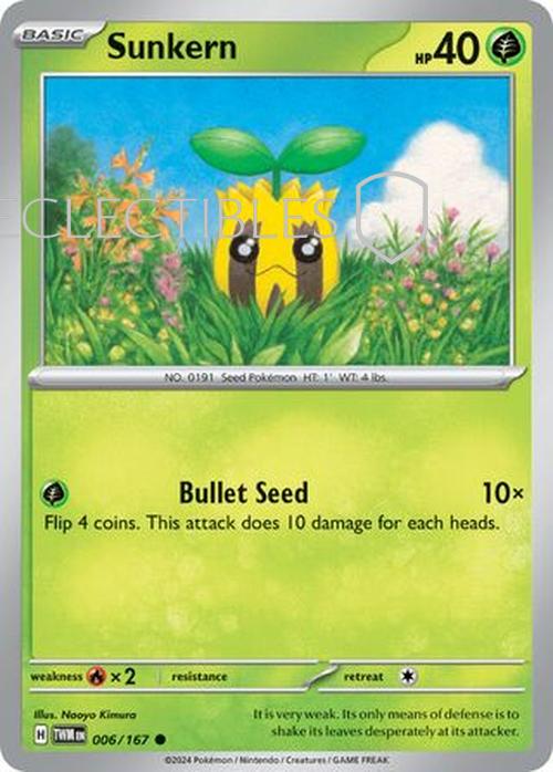 Pokemon Twilight Masquerade 006/167 Sunkern  Reverse Holo