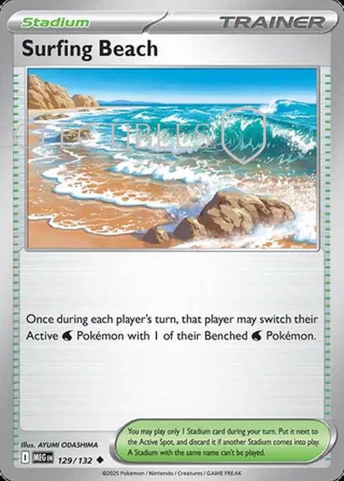 Pokemon Mega Evolutions 129/132 Surfing Beach  Reverse Holo