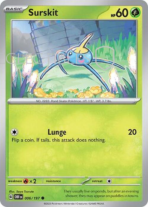 Pokemon Obsidian Flame 006/197 Surskit  Reverse Holo