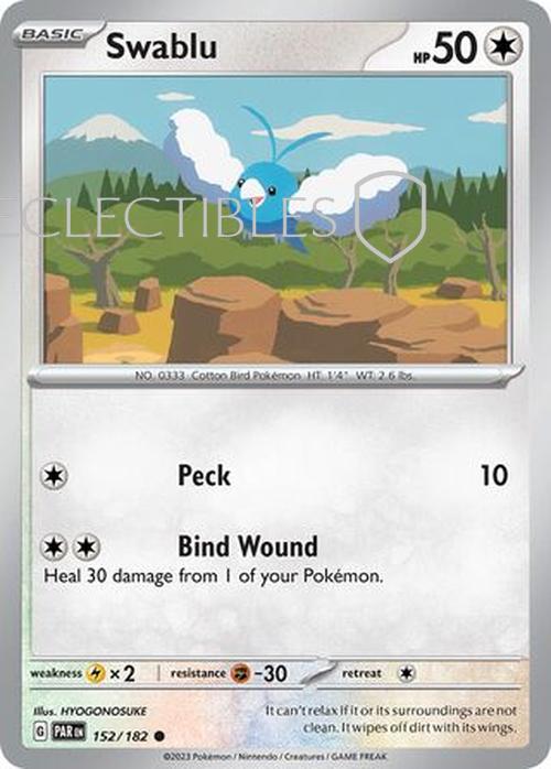 Pokemon Paradox Rift 152/182 Swablu  Reverse Holo