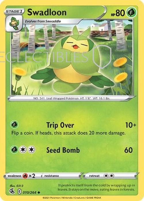 Pokemon Fusion Strike 010/264 Swadloon  Reverse Holo