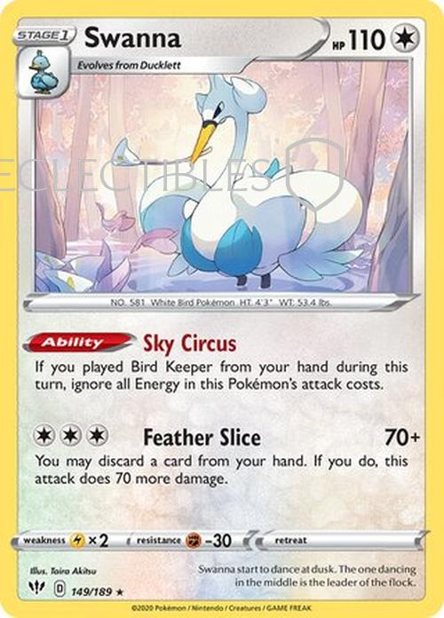 Pokemon Darkness Ablaze 149/189 Swanna  Reverse Holo