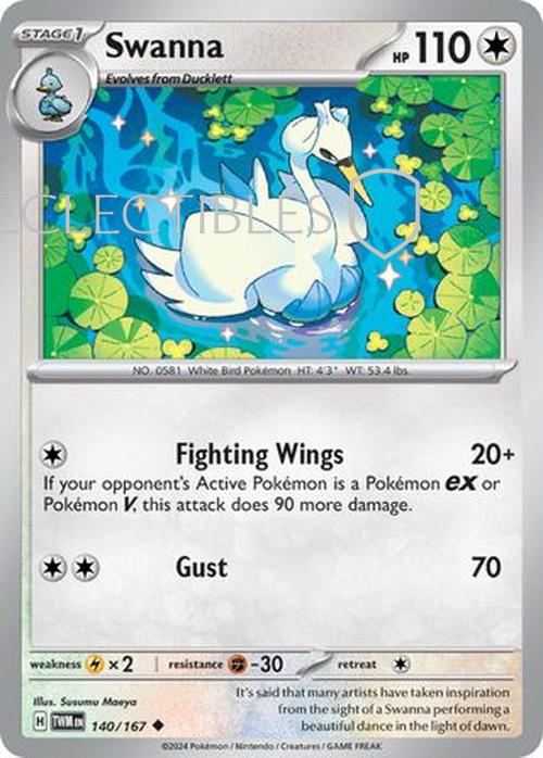 Pokemon Twilight Masquerade 140/167 Swanna  Reverse Holo