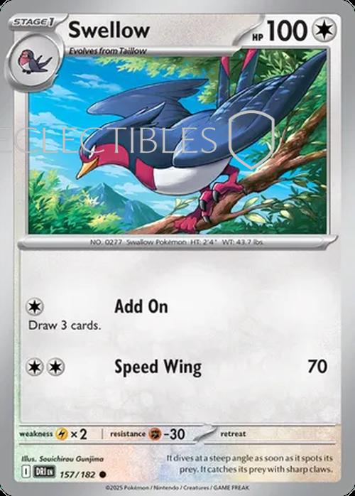 Pokemon Destined Rivals 157/182 Swellow  Reverse Holo