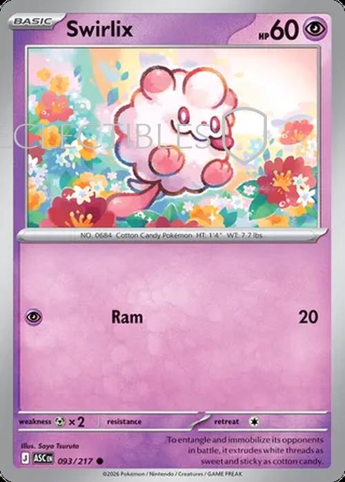 Pokemon Ascended Heroes 093/217 Swirlix  Reverse Holo