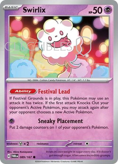 Pokemon Twilight Masquerade 089/167 Swirlix  Reverse Holo