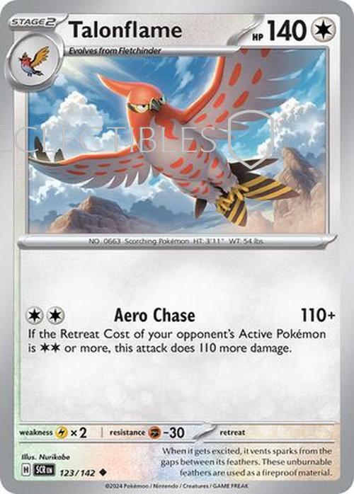 Pokemon Stellar Crown 123/142 Talonflame  Reverse Holo