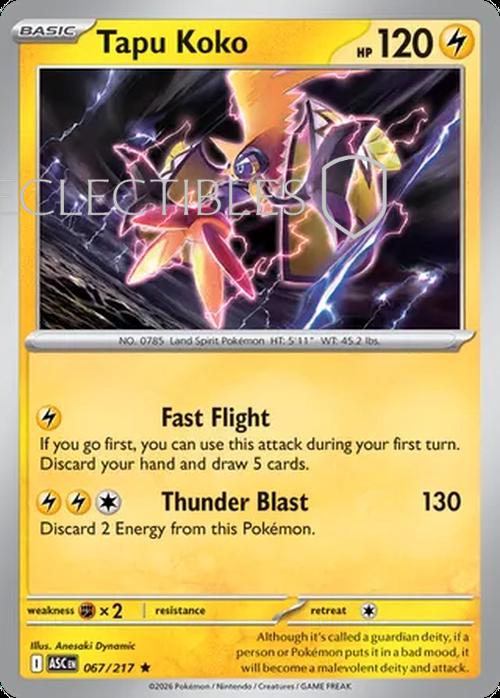 Pokemon Ascended Heroes 067/217 Tapu Koko  Reverse Holo