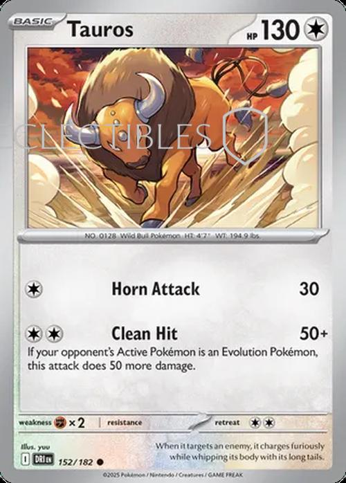 Pokemon Destined Rivals 152/182 Tauros  Reverse Holo
