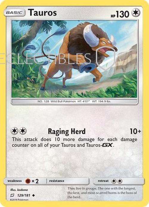 Pokemon Team up 129/181 Tauros Reverse Holo