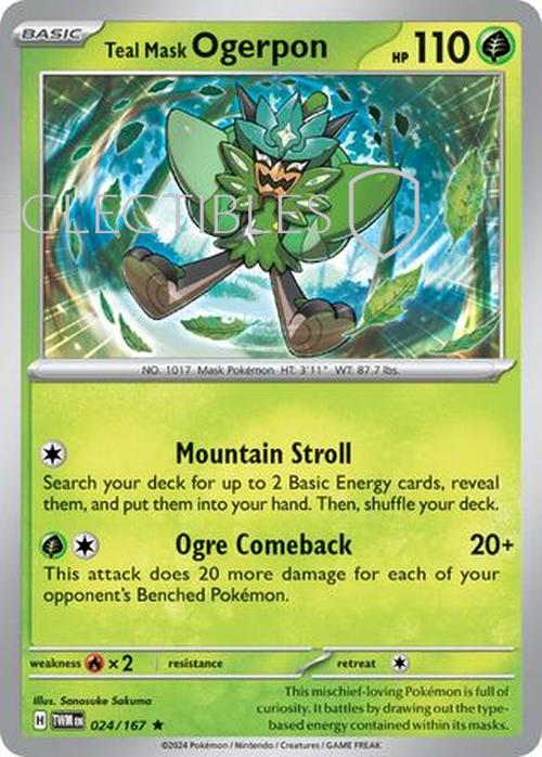 Pokemon Twilight Masquerade 024/167 Teal Mask Ogerpon  Reverse Holo