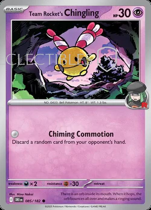 Pokemon Destined Rivals 085/182 Team Rockets Chingling  Reverse Holo