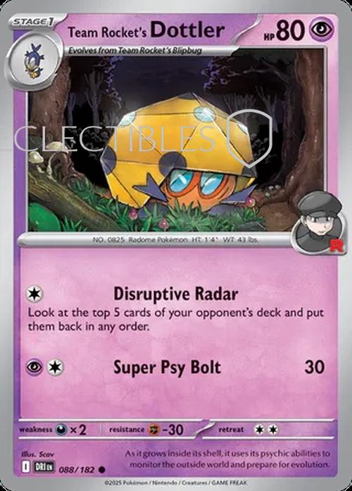Pokemon Destined Rivals 088/182 Team Rockets Dottler  Reverse Holo