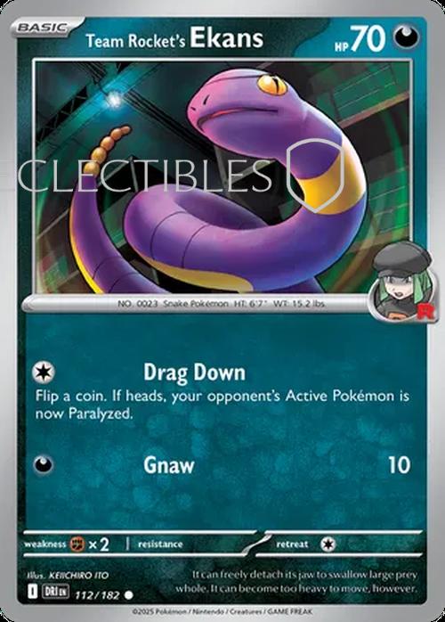 Pokemon Destined Rivals 112/182 Team Rockets Ekans  Reverse Holo