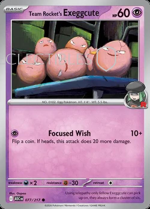 Pokemon Ascended Heroes 077/217 Team Rockets Exeggcute  Reverse Holo