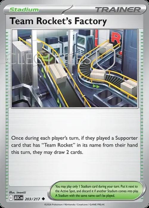 Pokemon Ascended Heroes 203/217 Team Rockets Factory  Reverse Holo