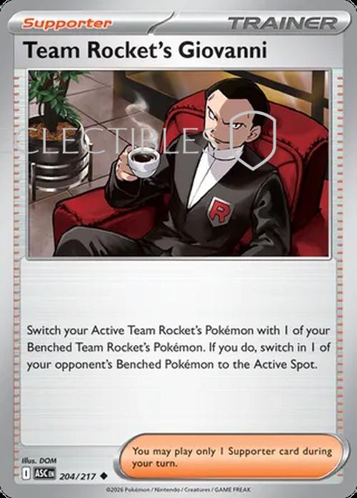 Pokemon Ascended Heroes 204/217 Team Rockets Giovanni  Reverse Holo