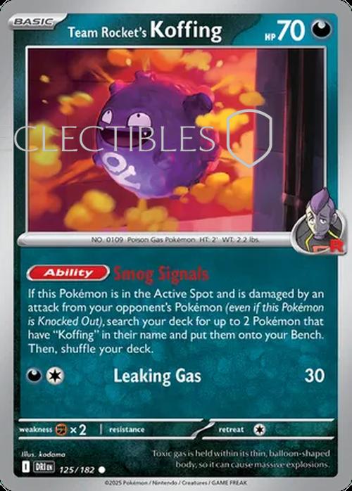 Pokemon Destined Rivals 125/182 Team Rockets Koffing  Reverse Holo