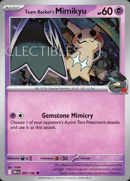 Pokemon Destined Rivals 087/182 Team Rockets Mimikyu  Reverse Holo