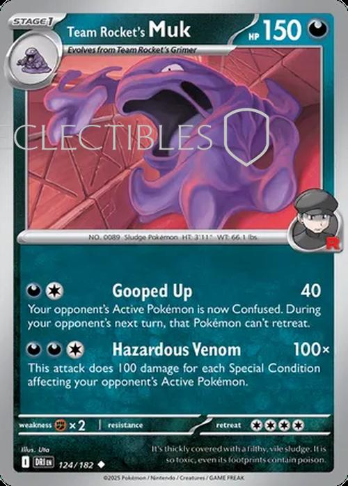 Pokemon Destined Rivals 124/182 Team Rockets Muk  Reverse Holo