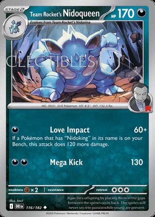 Pokemon Destined Rivals 116/182 Team Rockets Nidoqueen  Reverse Holo