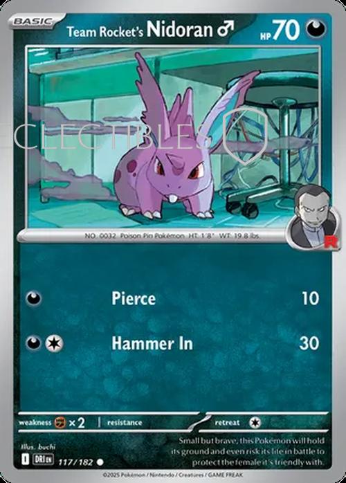 Pokemon Destined Rivals 117/182 Team Rockets Nidoran  Reverse Holo