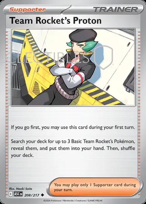 Pokemon Ascended Heroes 208/217 Team Rockets Proton  Reverse Holo