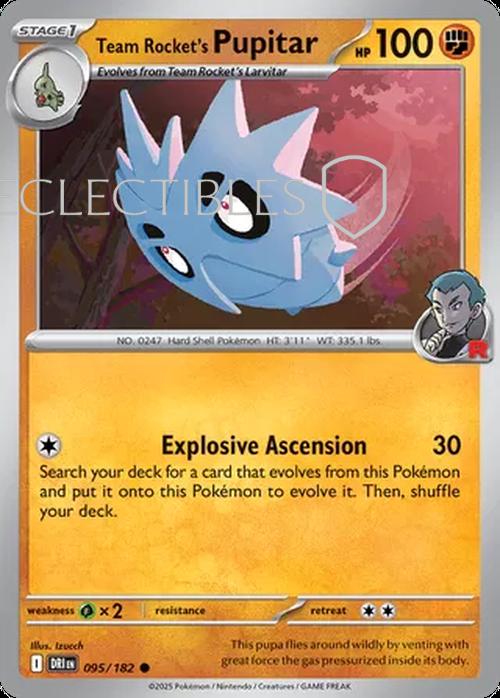 Pokemon Destined Rivals 095/182 Team Rockets Pupitar  Reverse Holo