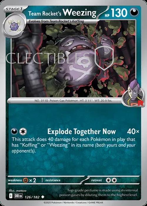 Pokemon Destined Rivals 126/182 Team Rockets Weezing  Reverse Holo