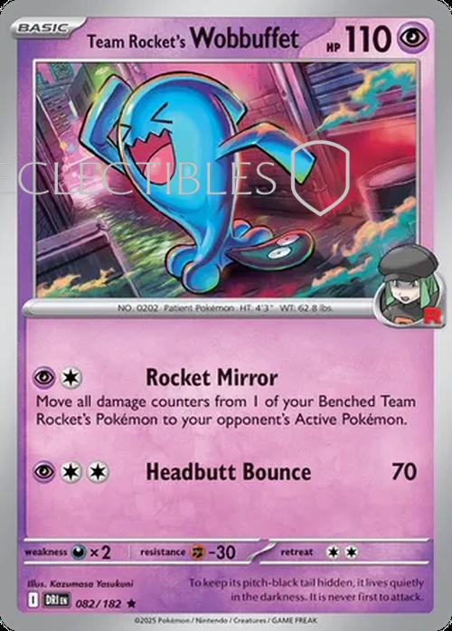 Pokemon Destined Rivals 082/182 Team Rockets Wobbuffet Holo