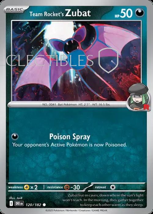 Pokemon Destined Rivals 120/182 Team Rockets Zubat  Reverse Holo